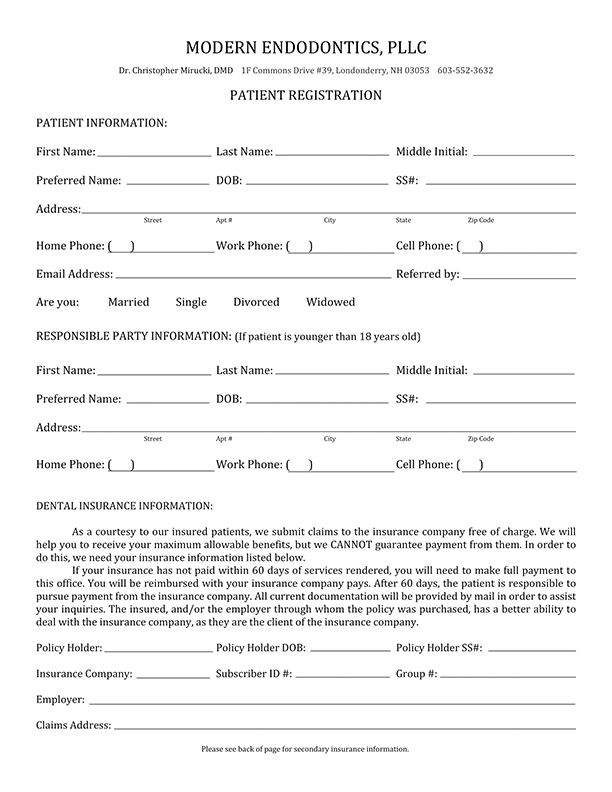 Patient Registration - Modern Endodontics